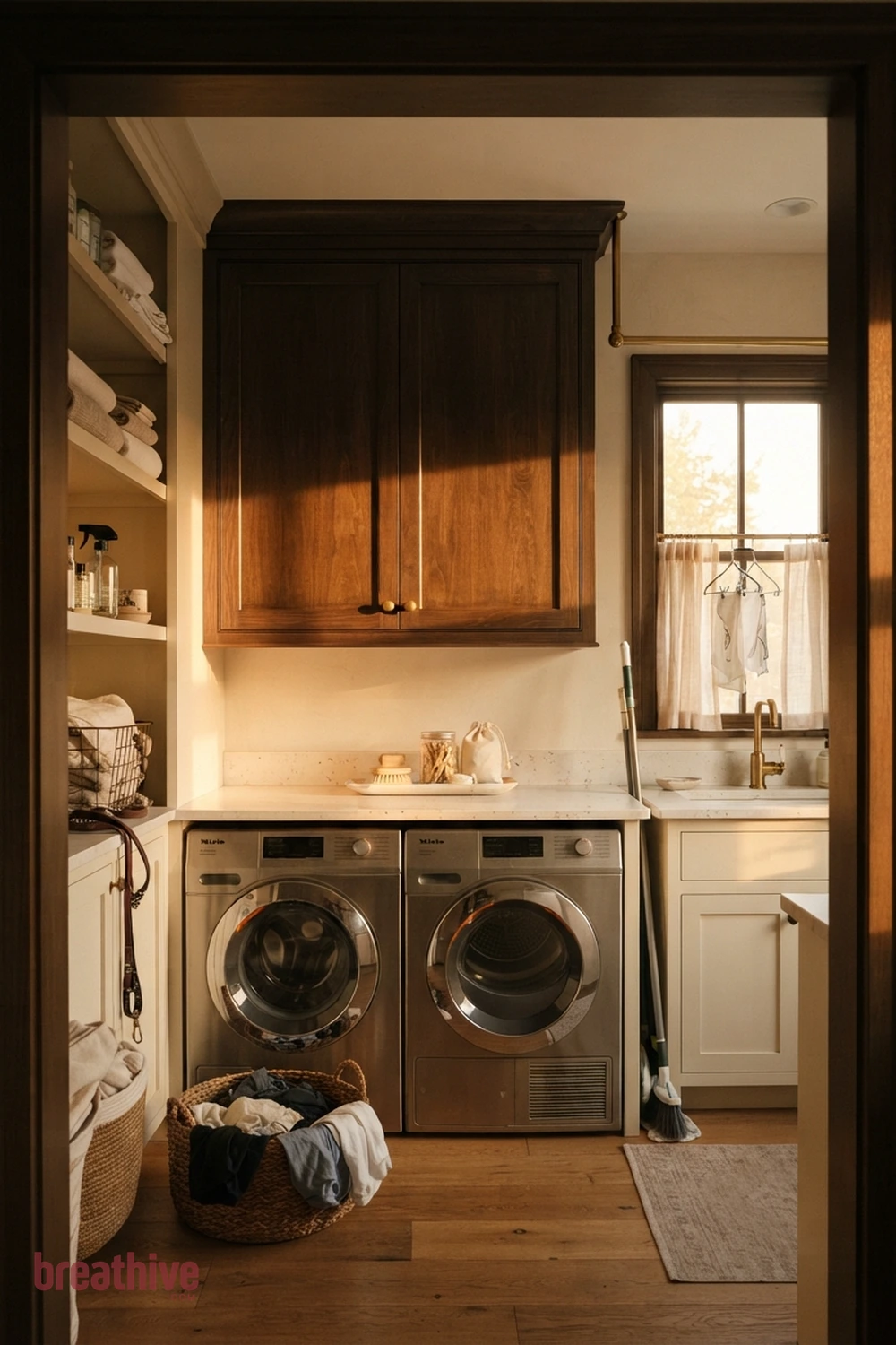 Keep Detergent in Safe, Closed Storage in a luxury laundry room