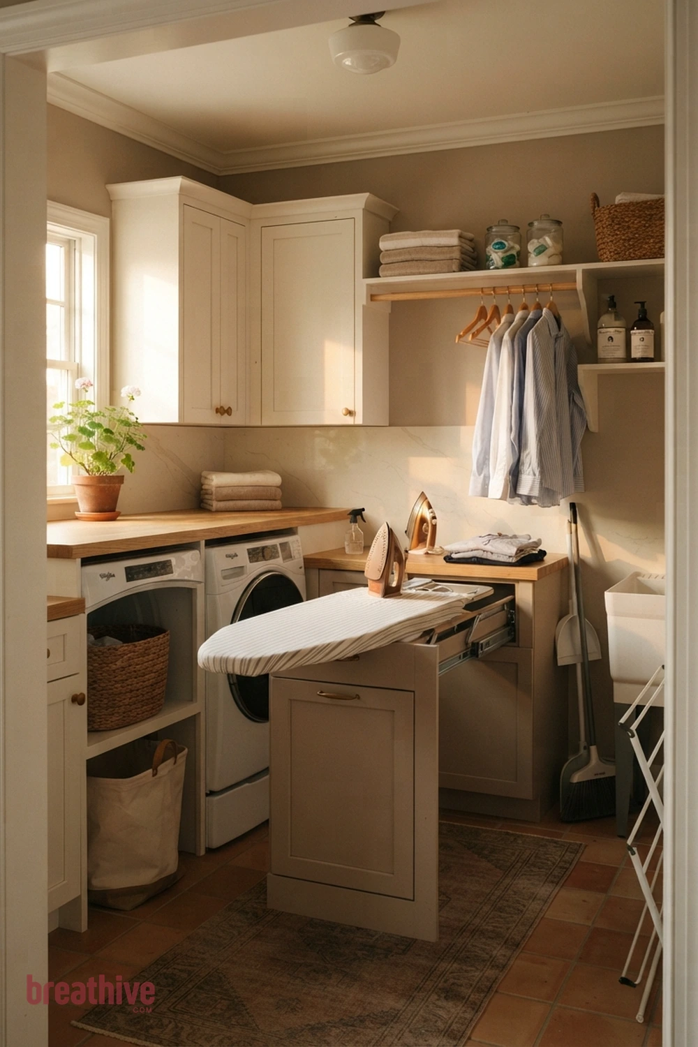 Add a Small Ironing Drawer or Board in a thoughtful laundry room