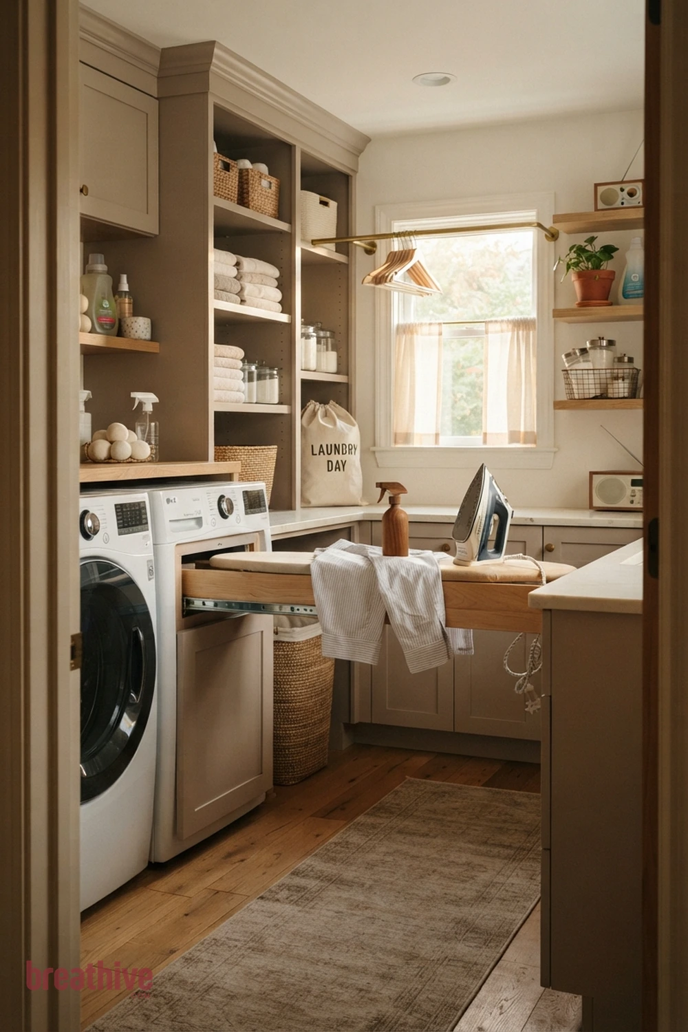 Add a Small Ironing Drawer or Board in a thoughtful laundry room