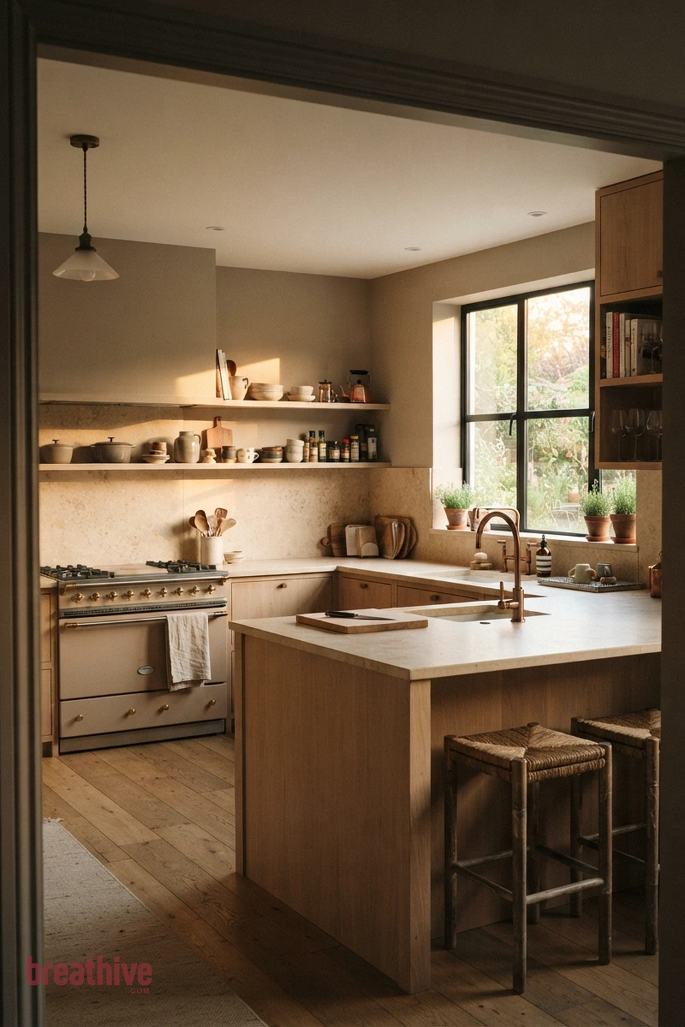 Warm Beige Limestone in a thoughtful kitchen