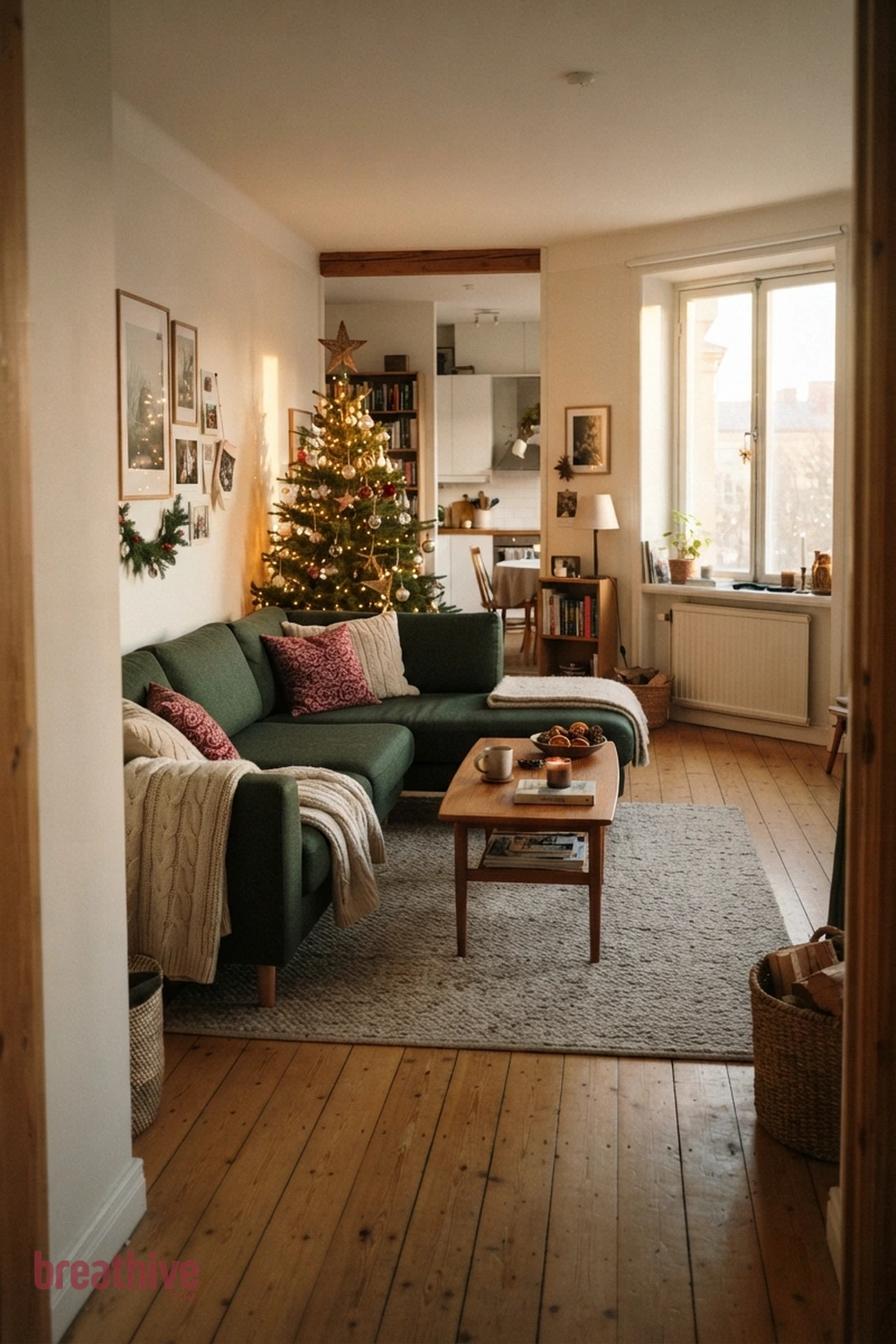 Use a Sectional Without Overfilling the Room in a christmas apartment