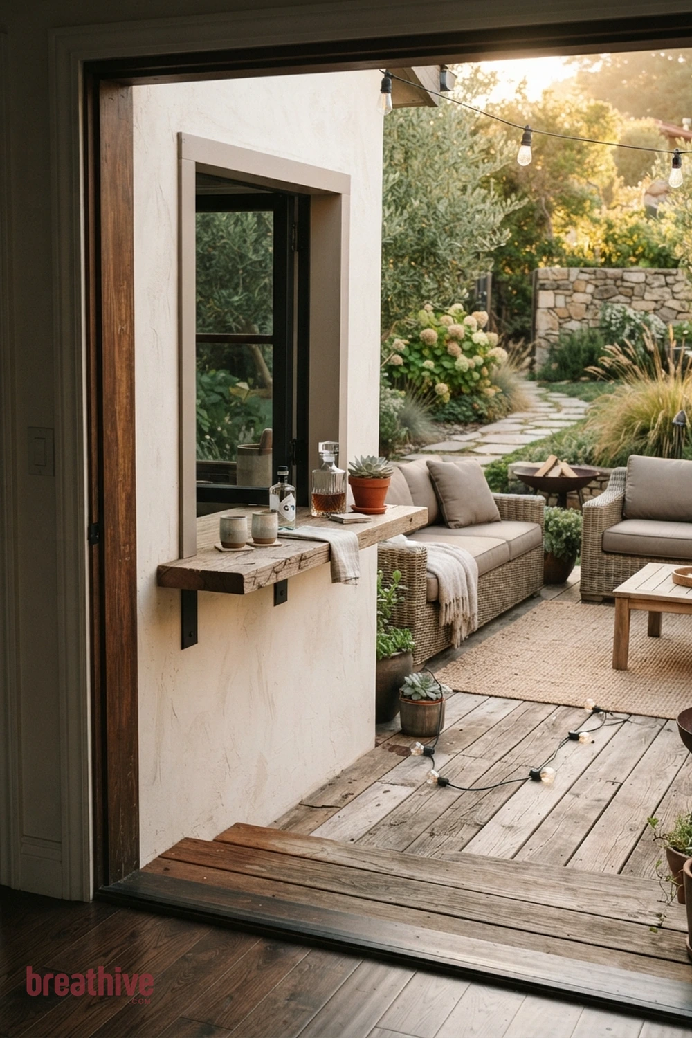 Use a Built-In Ledge for Drinks in a thoughtful outdoor